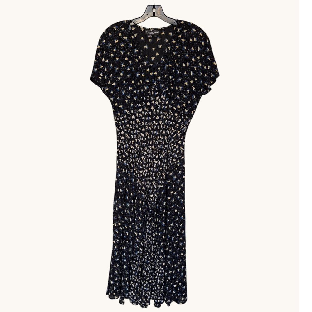 Carol Little Vintage Bias Cut Midi Dress Patchwork Floral Grunge Era FLAW size 8